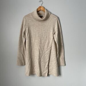Eileen Fisher Oversized Flap Front Wool Sweater Tan Size Women's Medium